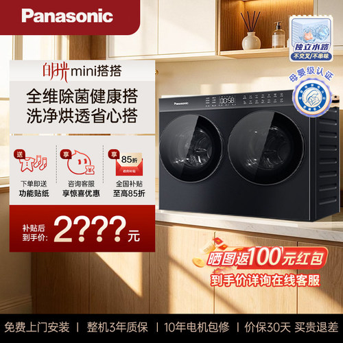 Panasonic/松下2KG白月光搭搭mini全自动迷你双筒分区洗衣机AD280