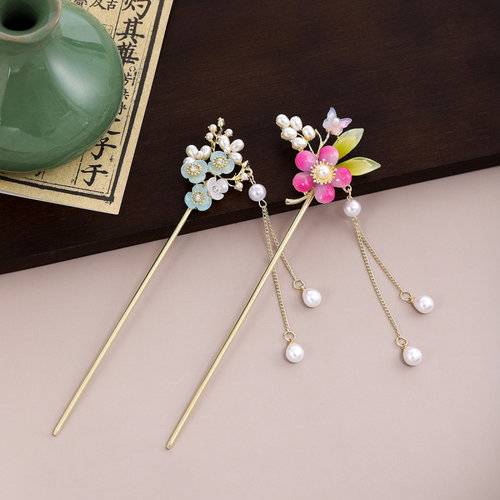 新中式叶子流苏步摇古风发簪简约