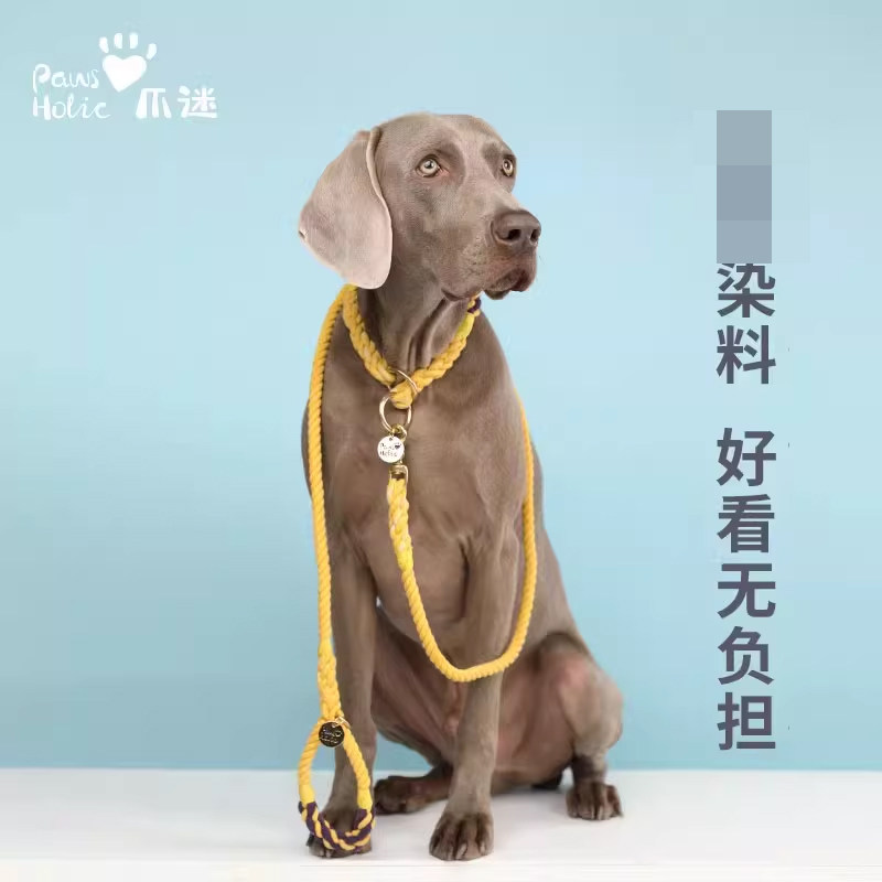 PawsHolic爪迷狗狗P型牵引绳防爆冲小中大型犬威玛杜宾纯手工制作