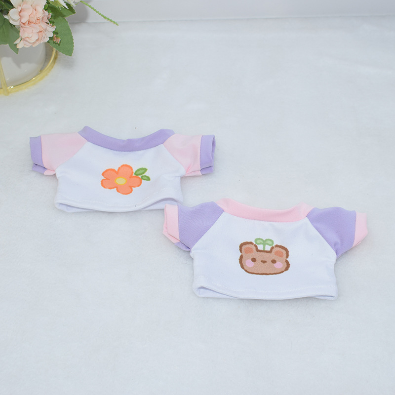 20vm娃衣卡通T恤明星棉花娃娃衣服20厘米公仔换装玩具衣服休闲装