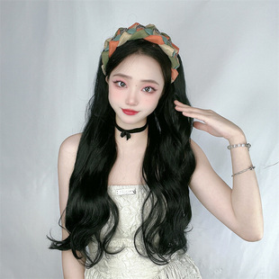 网红同款森系发箍假发女大波浪长发化纤机制半头套仿真长卷发现货