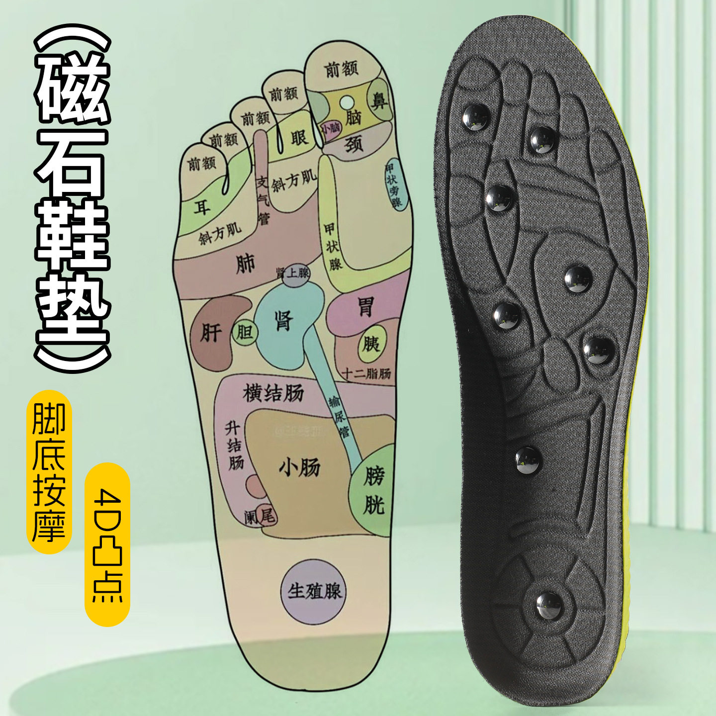 曼多冬日足弓支撑磁石按摩鞋垫图片