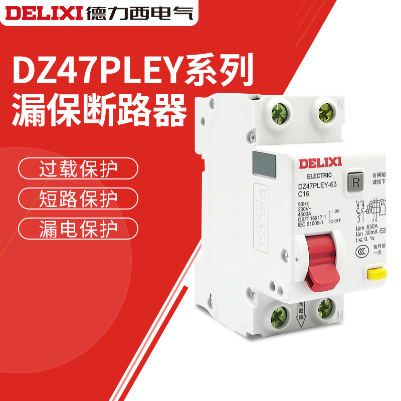 。德力西双进双出漏电保护器DZ47PLEY CDB3LE 6A10A16A20A25A32A4