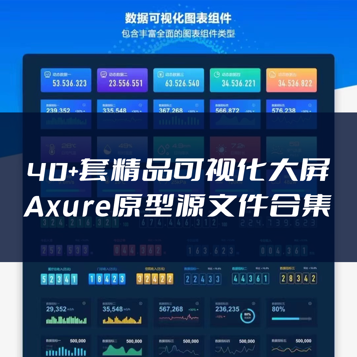 40+套Axure原型模版分层源文件可视化大屏B端产品设计素材组件库