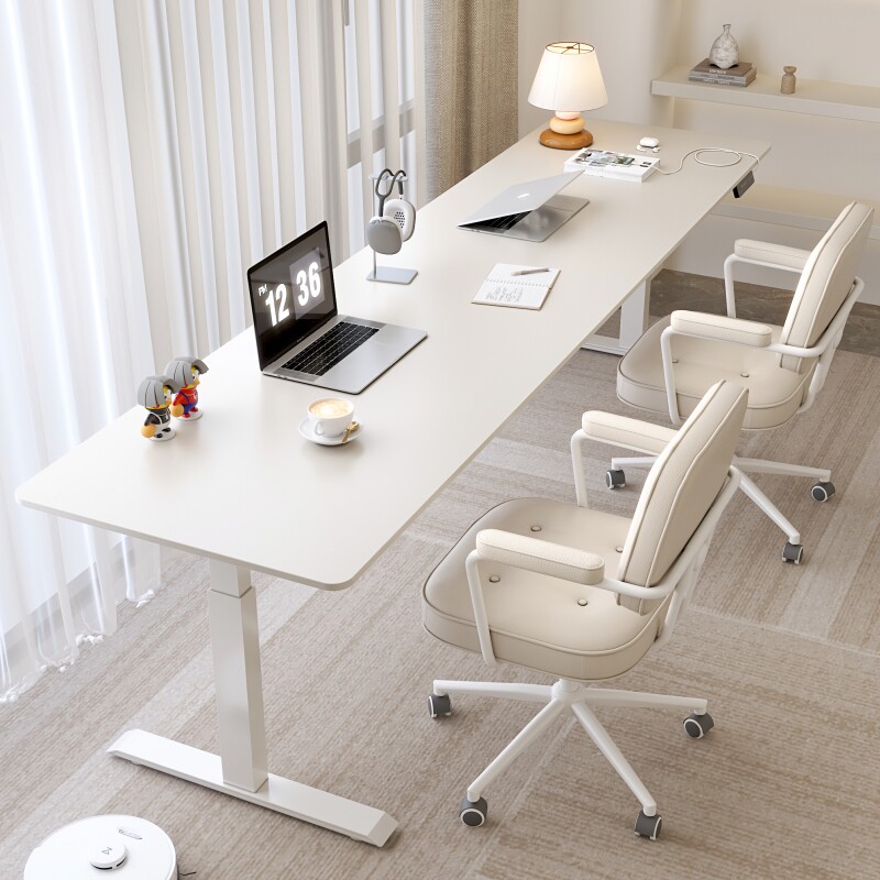 岩板电动升降桌双人大尺寸家用书桌电脑桌站立式工作台办公学习桌