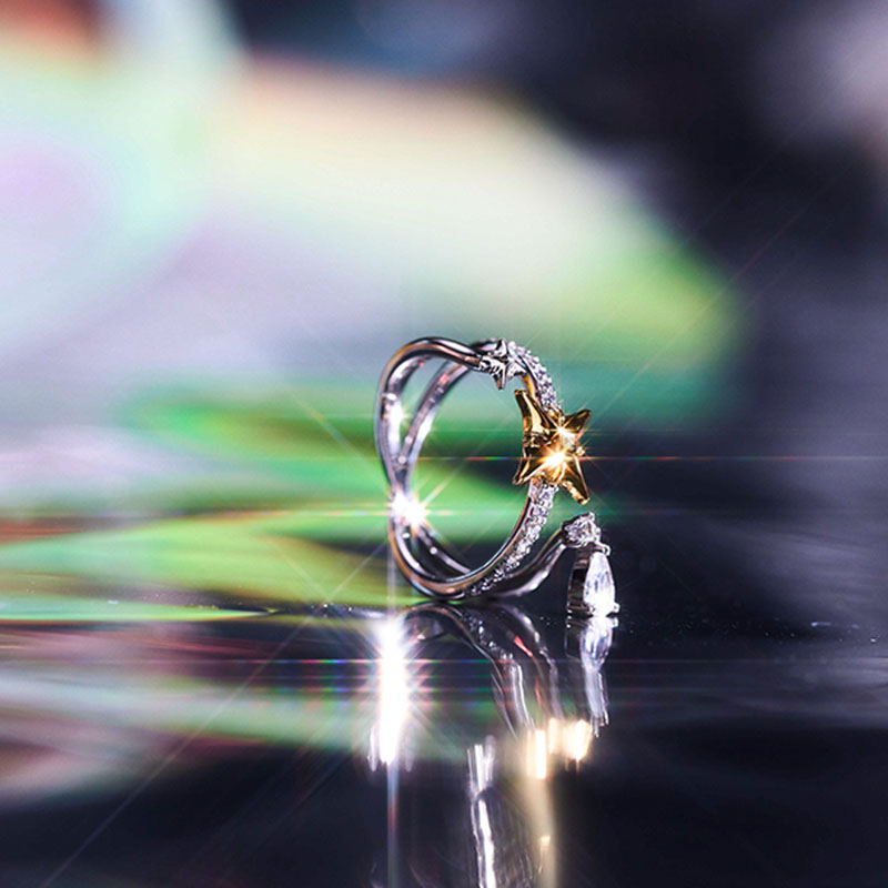 KEYLEEs925银摇摆星云戒指礼盒