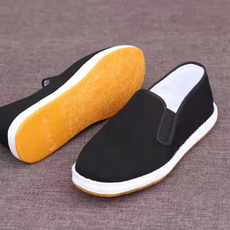 老北京布鞋男鞋女防滑耐磨透气防臭散步开车工作千层底劳保鞋黑色