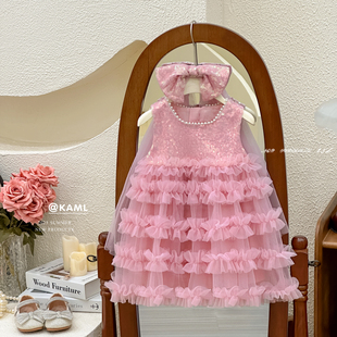 背心裙女孩夏天纱裙儿童 洋气宝宝超仙无袖 女童夏装 连衣裙2025新款