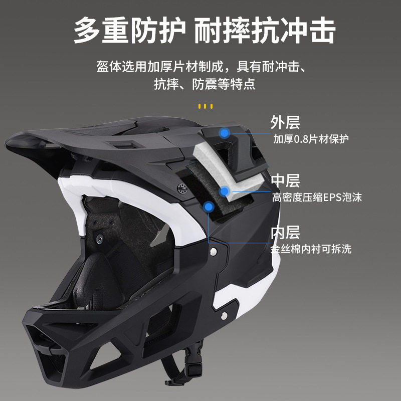 BMX新款山地车越野头盔竞速比赛速降成人全盔自行车骑行头盔四季