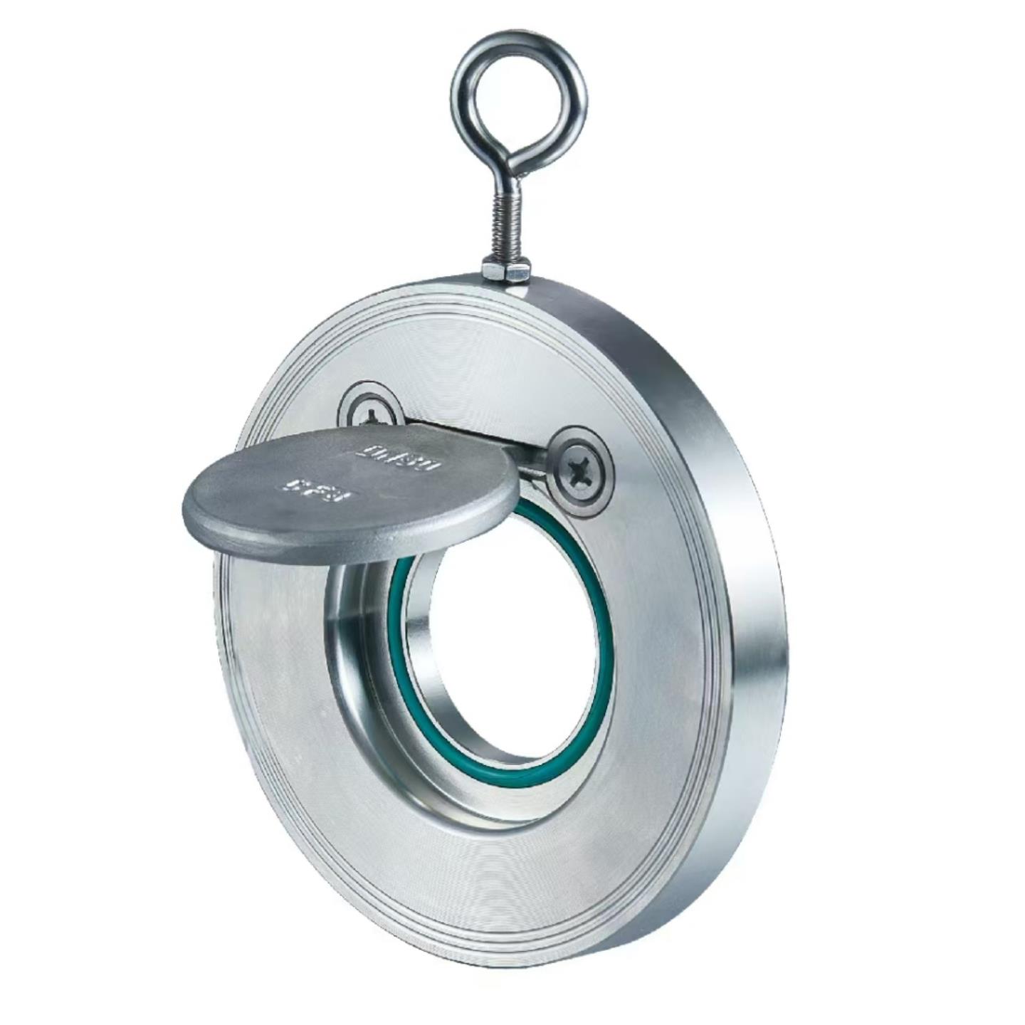 304不锈钢对夹式止回阀H74W-16P翻板式薄片型逆止阀单向阀2寸DN50