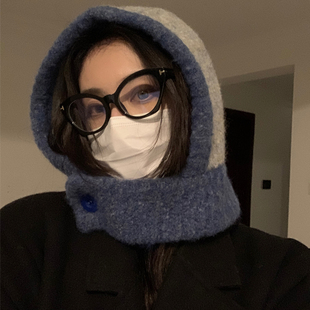 秋冬保暖围脖一体巴拉克拉法帽女日系百搭学生情侣护耳针织毛线帽