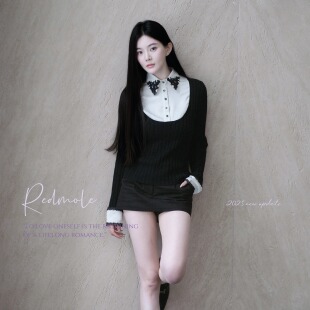 Redmole【随性物语】羊绒混纺｜哑光缎｜棉感蕾丝显瘦坑条针织衫