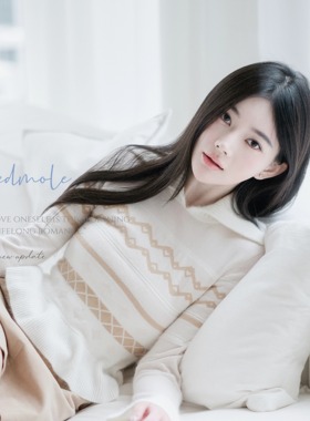 Redmole【粉甜心语】韩国小浣熊｜原创提花图案｜花边袖口针织衫