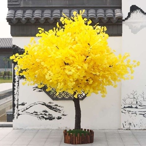 黄色银杏树假树落地花艺银杏树