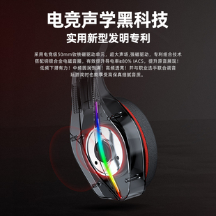 帝火 头戴式耳机台式电脑吃鸡游戏电竞手游有线7.1声道带耳麦USB