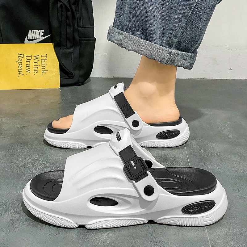 外穿运动时尚拼色厚底一字拖