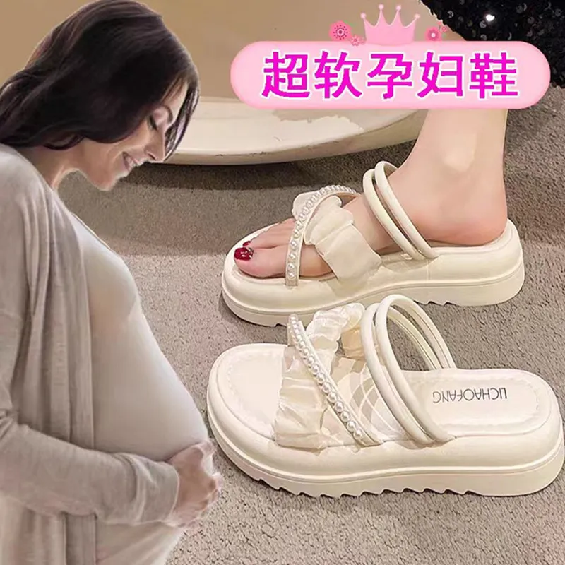 两穿凉拖鞋夏季外穿ins潮2024新款时尚珍珠仙女风配裙子厚底凉鞋