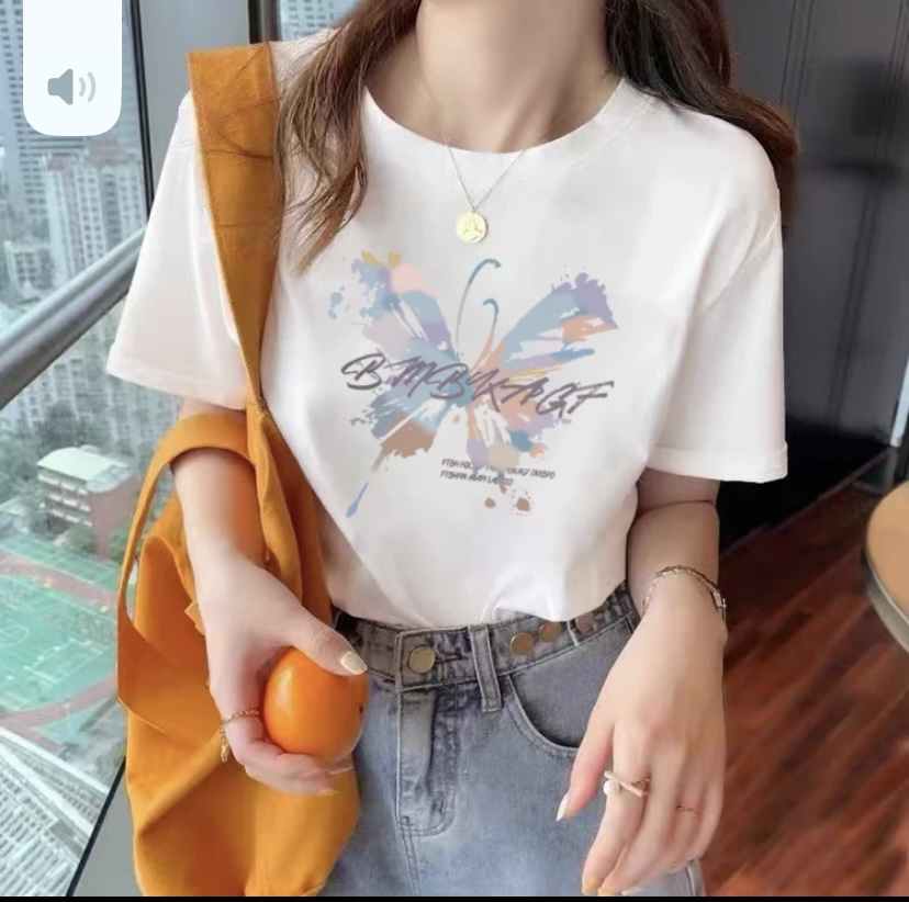 夏季纯棉正肩短袖t恤女