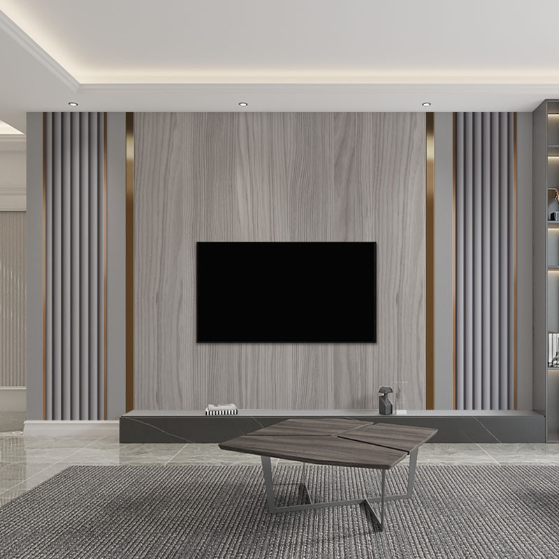 8d电视背景墙壁纸2022新款客厅沙发轻奢格栅线条木纹影视墙布壁画