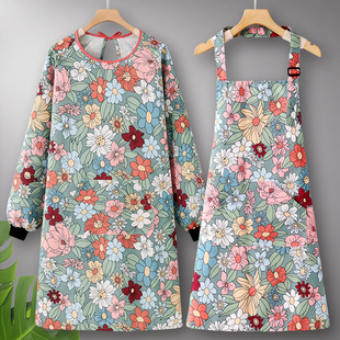 长袖围裙厨房家用2025新款摆摊年轻人纯棉罩衣工作服可爱做饭女士