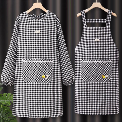 纯棉长袖罩衣围裙工作服女