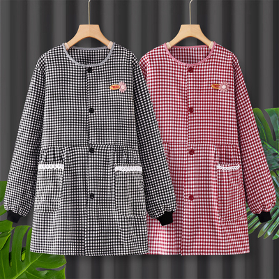 罩衣大人围裙厨房家用2025新款女纯棉秋冬做饭时尚工作服上班专用