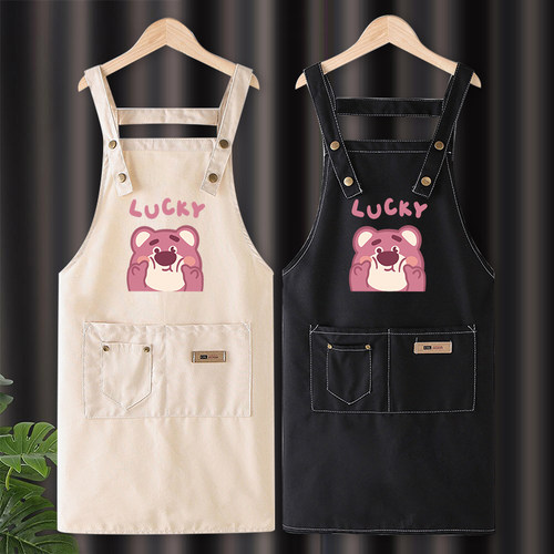 纯棉家用厨房围裙定制logo印字