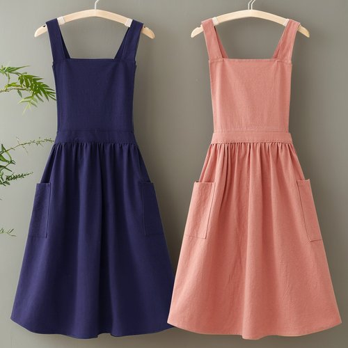 公主风交叉带纯棉围裙