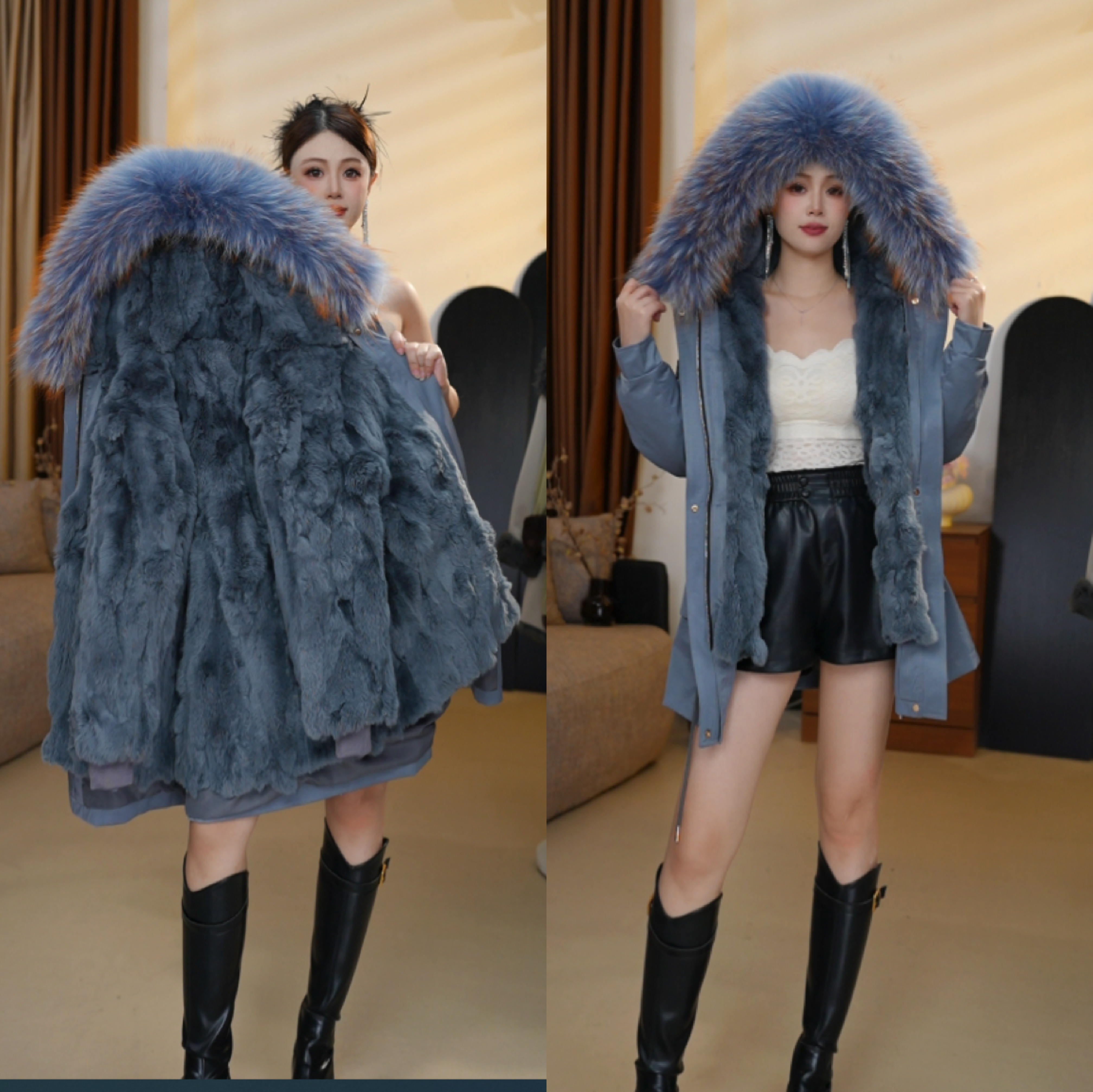 钰言【折腰獭兔一衣三穿毛袖】2025新款升级大貉子毛领可拆卸派克,女装/女士精品,派克服,淘宝优惠券,粉丝福利购,淘宝优惠卷