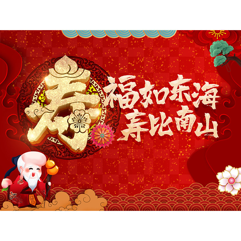老人生日宴海报挂布装饰8090大寿宴长辈过生日祝寿布置红色背景墙