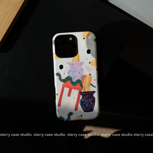 starry原创奇幻花瓶韩国菲林二合一适用于iPhone17promax苹果16磁吸手机壳15彩色几何图案软壳防摔保护套插画