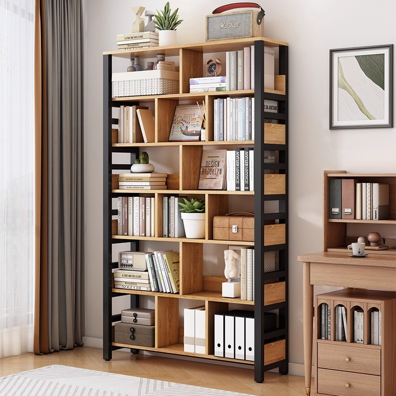 书架置物架落地家用一体靠墙书柜