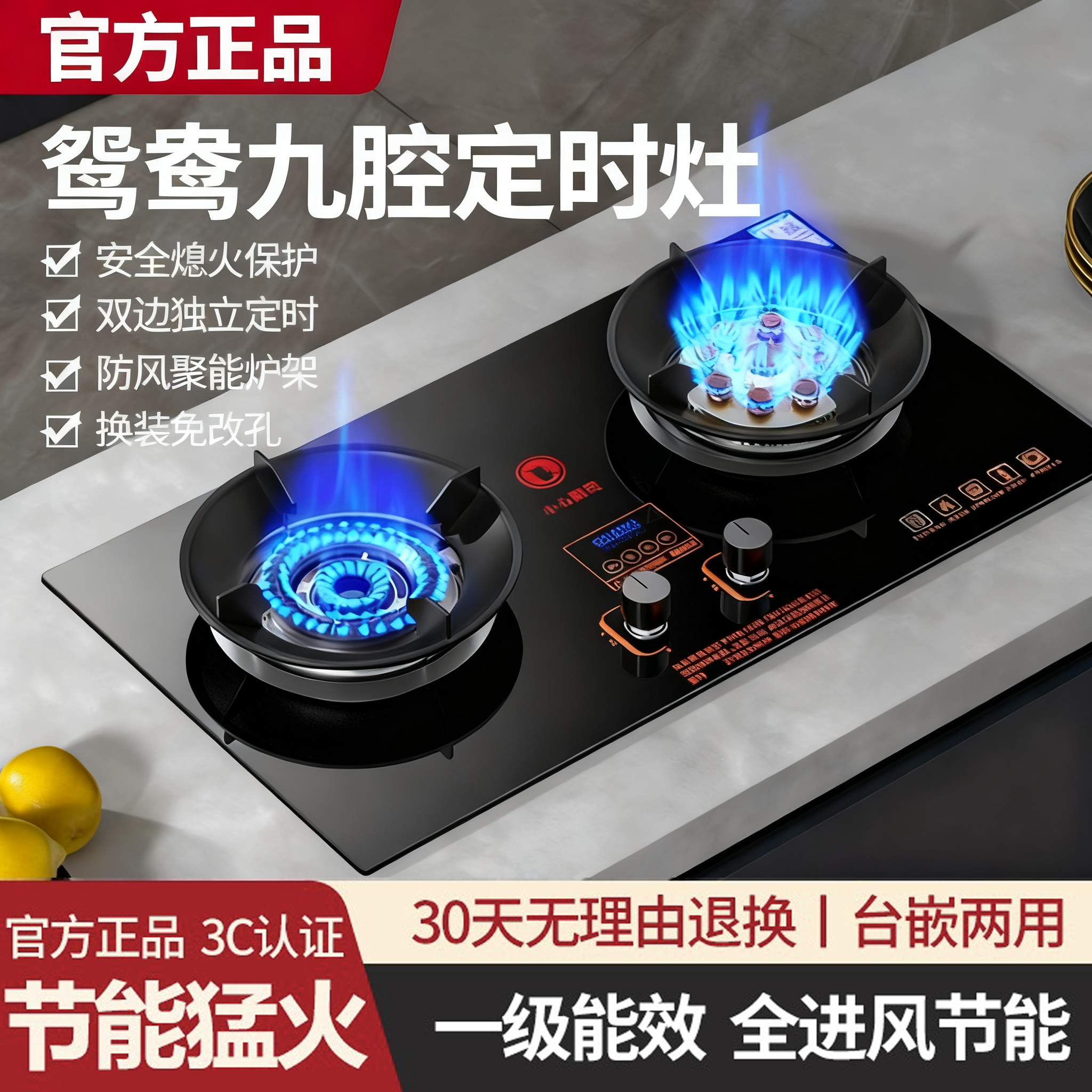 燃气灶家用双灶台嵌双用节能