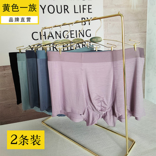 2条夏季男士内裤莫代尔四角裤冰丝无痕大码纯色平角裤抗菌短裤衩