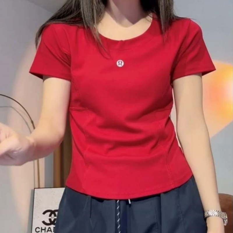纯棉短袖T恤女2025夏季新款鱼骨明线设计感正肩上衣百搭修身显瘦