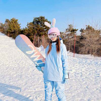 冬季户外 单板滑雪服套装女款 防风防水透气 baby蓝滑雪衣雪裤