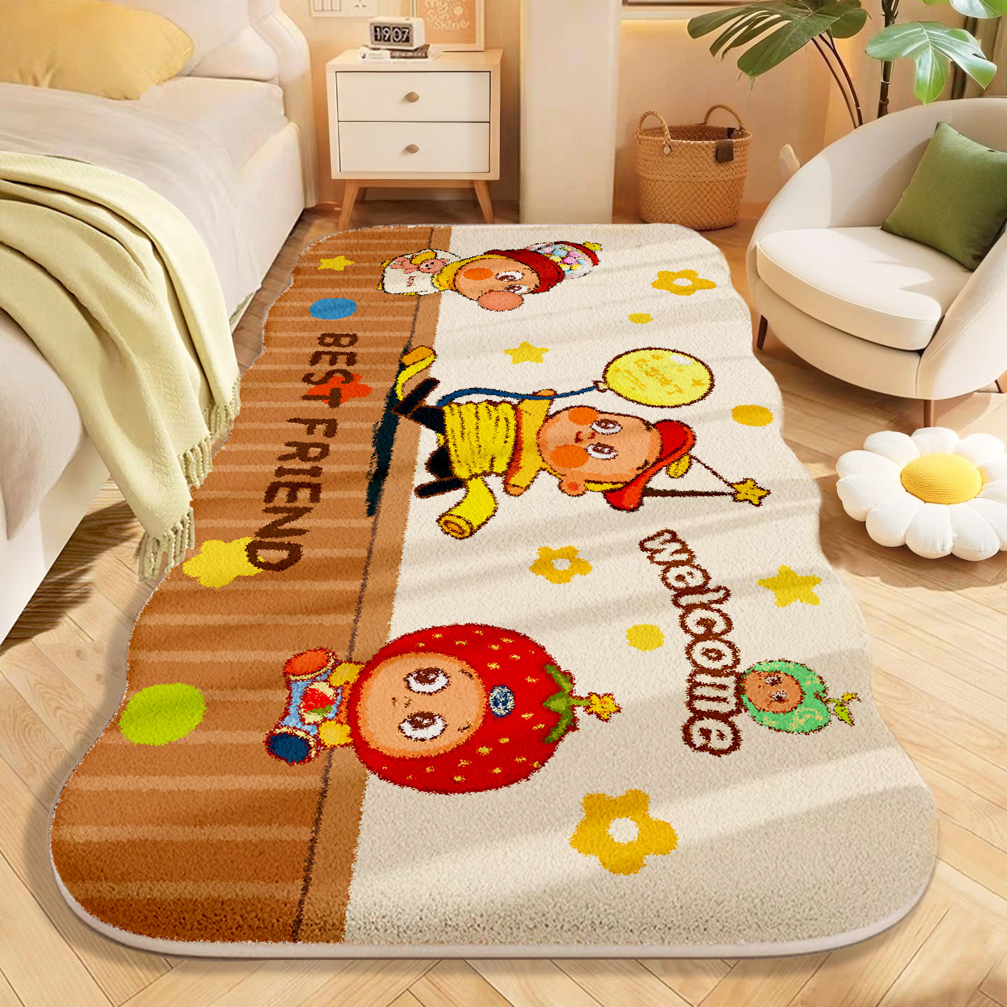 星星人格子卧室床边毯长条加厚书房地毯飘窗毯镜前毯脚垫地垫子,居家布艺,地毯,淘宝优惠券,粉丝福利购,淘宝优惠卷