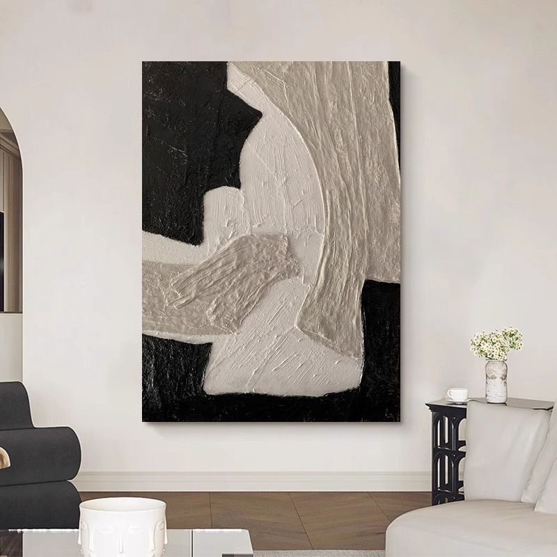 福画客厅玄关侘寂风抽象肌理挂画