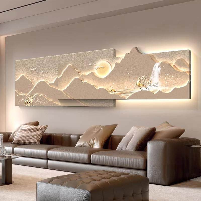 现代简约日照金山客厅装饰画轻奢高档沙发背景墙挂画2026新款壁画,家居饰品,现代装饰画,淘宝优惠券,粉丝福利购,淘宝优惠卷