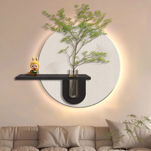 饰画简约高级感餐厅饭厅发光挂画 奶油风水培绿植客厅沙发背景墙装