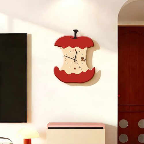 福画多巴胺苹果小马创意静音挂钟