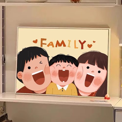 客厅卧室可爱全家福装饰画摆画