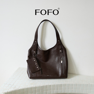 【田曦薇同款】FOFO鞣光hobo包头层植鞣牛皮单肩通勤大容量托特包