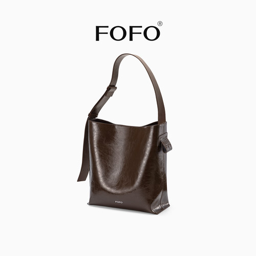 FOFO流浪包原创小众设计师油蜡皮百搭通勤大容量牛皮单肩斜挎女包