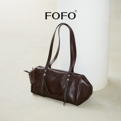 【卢昱晓同款】FOFO鞣光吐司包头层植鞣牛皮单肩手提包原创腋下包