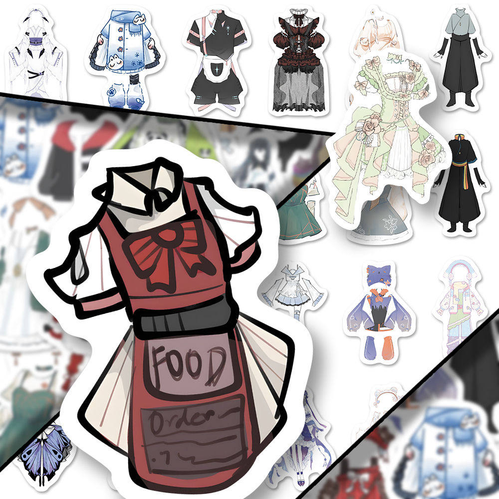 160张oc兔服贴纸二次元服装设计可爱爆款绘画参考diy贴画装饰素材