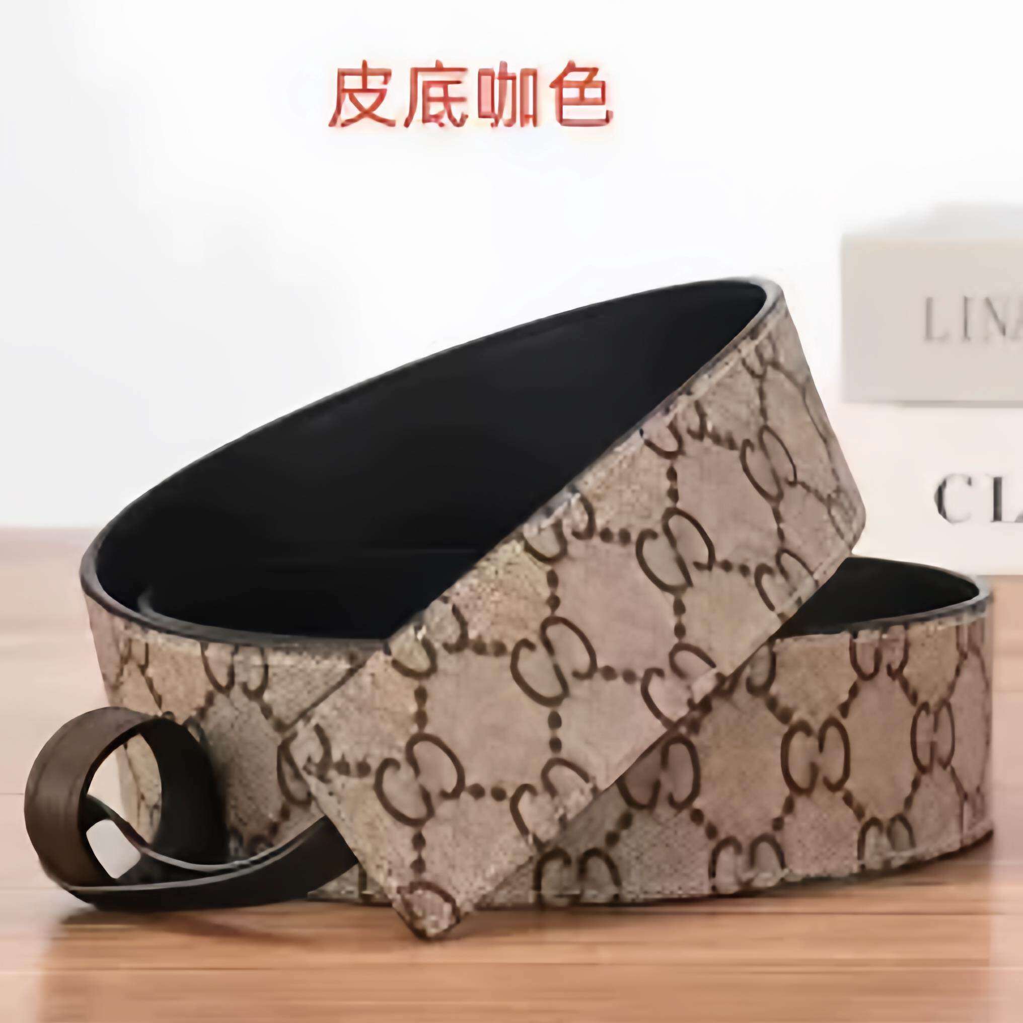 酷奇男女GG-ow替换无扣皮带身真皮不带头字母纹腰带无头牛皮带身