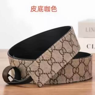 酷奇男女GG-ow替换无扣皮带身真皮不带头字母纹腰带无头牛皮带身
