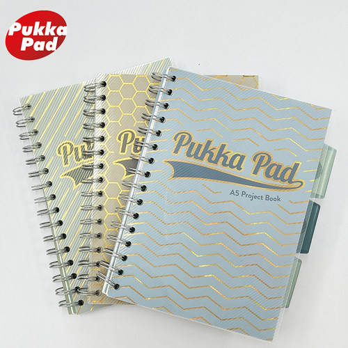 Pukka Pad烫金系列A5笔记本本子PP封面线圈本高颜值大学生分4科目考研笔记本加厚软壳本