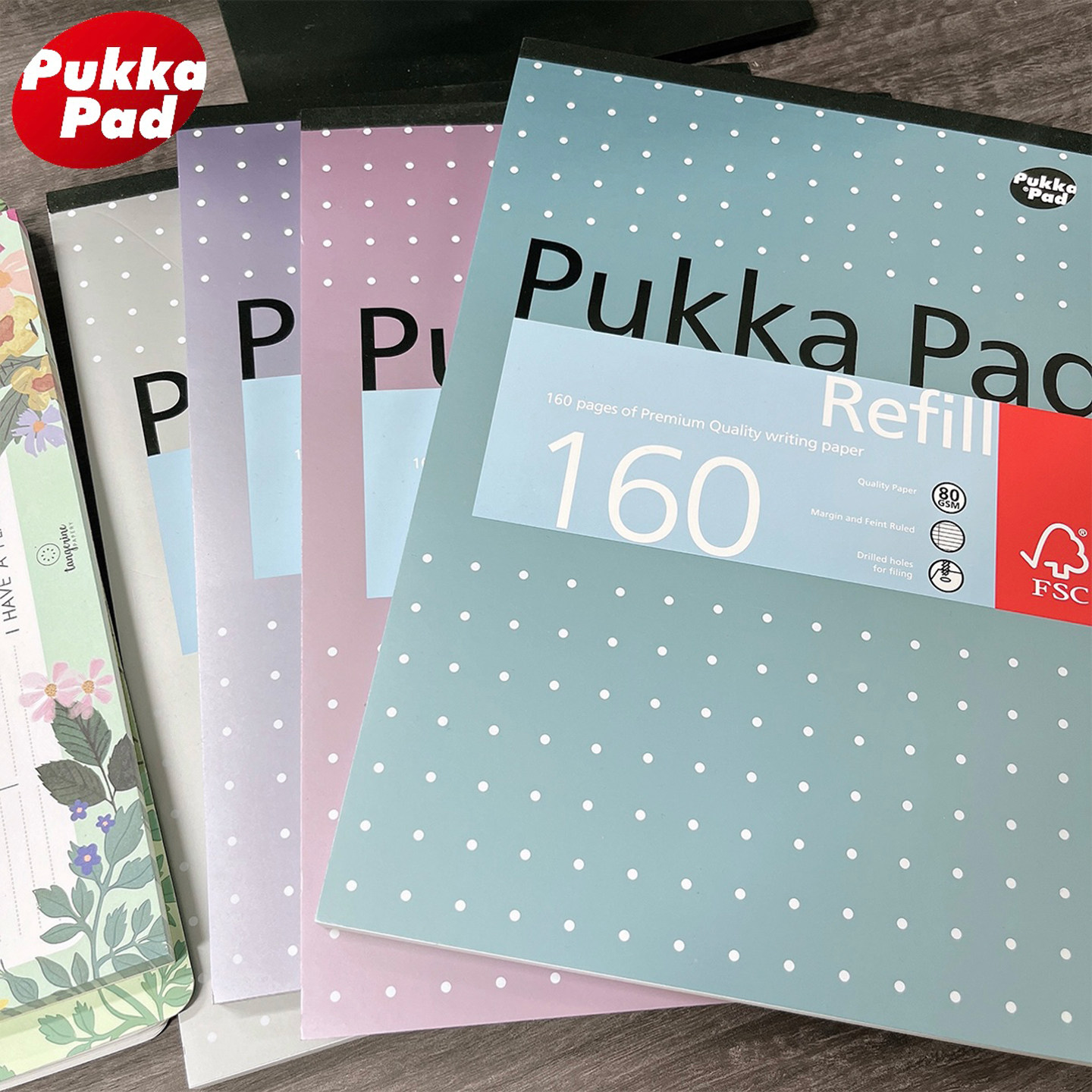 Pukka Pad 上翻高颜值ins风创意可撕A4 方格/横线加厚笔记本网格大学生考研美式拍纸本记事本带孔易撕